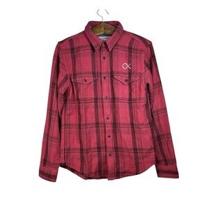 Outerknown Flannel Shirt Organic Cotton Heavy Twill Plaid Button Up Red Black S